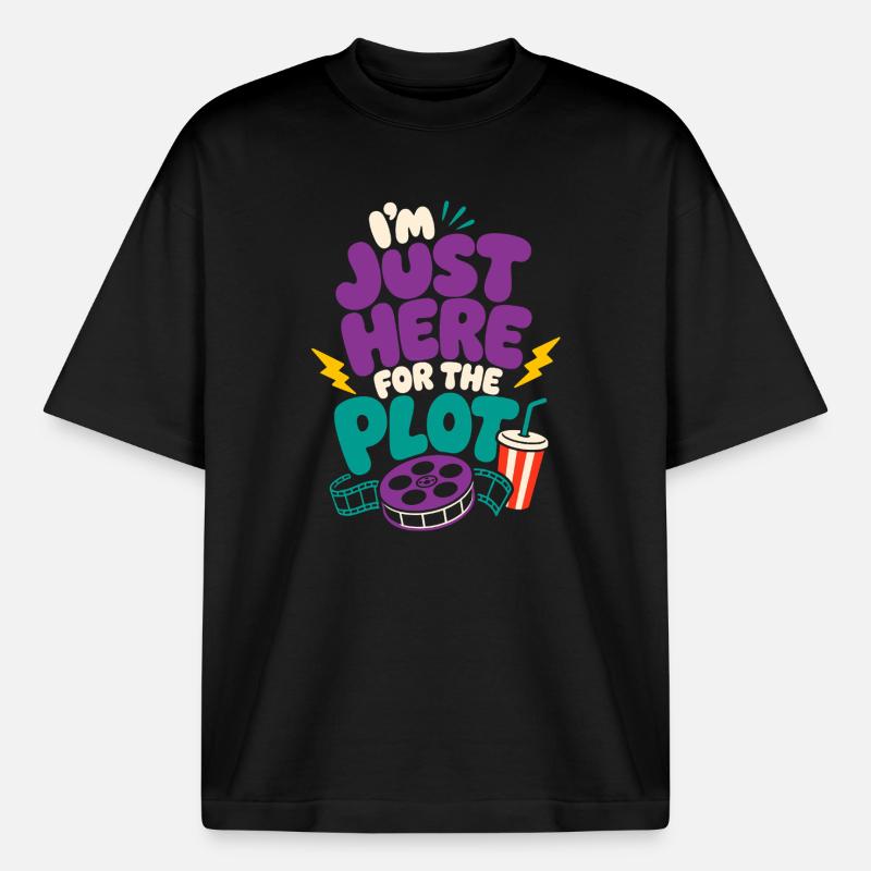 Just Here For The Plot - Boxy Heavyweight Unisex Organic T-Shirt by Stanley/Stella - black