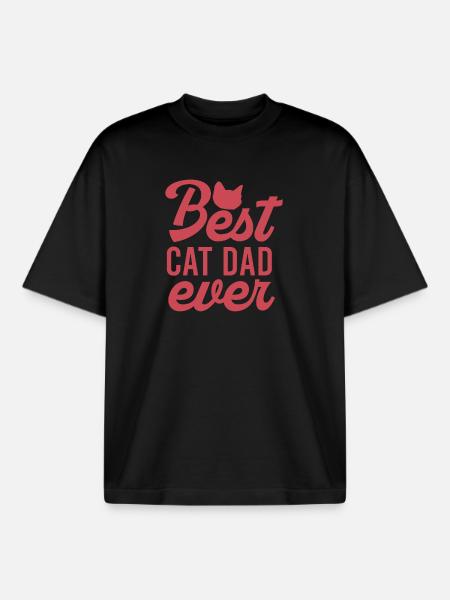 Best Cat Dad ever - Boxy Heavyweight Unisex Organic T-Shirt von Stanley/Stella - Schwarz