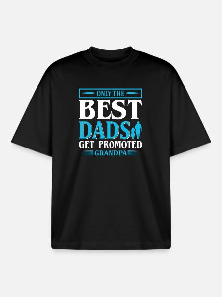 Best dads promoted grandpa - Boxy Heavyweight Unisex Organic T-Shirt by Stanley/Stella - black