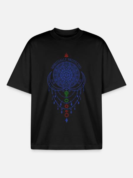 Spirituality Spiritually Protected Sacred Geometry - Boxy Heavyweight Unisex Organic T-Shirt by Stanley/Stella - black