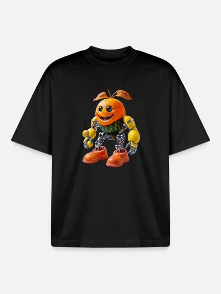 Juicy Orange Bot - Boxy Heavyweight Unisex Organic T-Shirt by Stanley/Stella - black