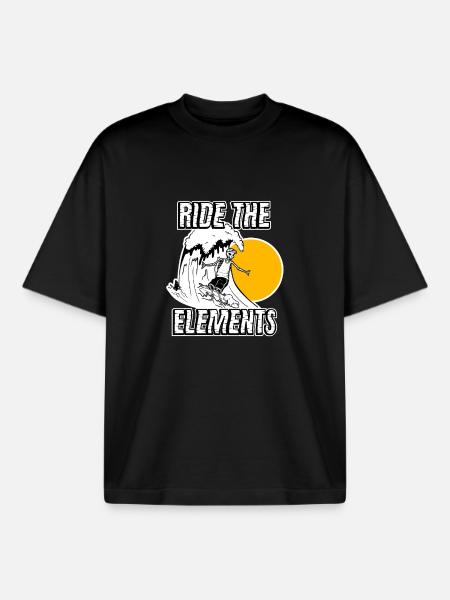 Wave Rider Skeleton - Boxy Heavyweight Unisex Organic T-Shirt by Stanley/Stella - black