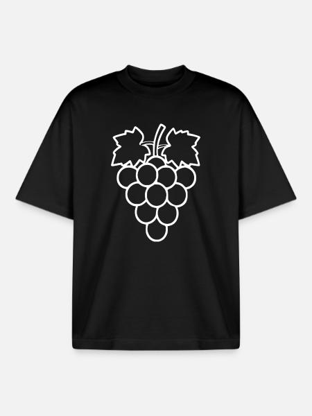 Grapes White Grapevine Wine Gift - Boxy Heavyweight Unisex Organic T-Shirt by Stanley/Stella - black