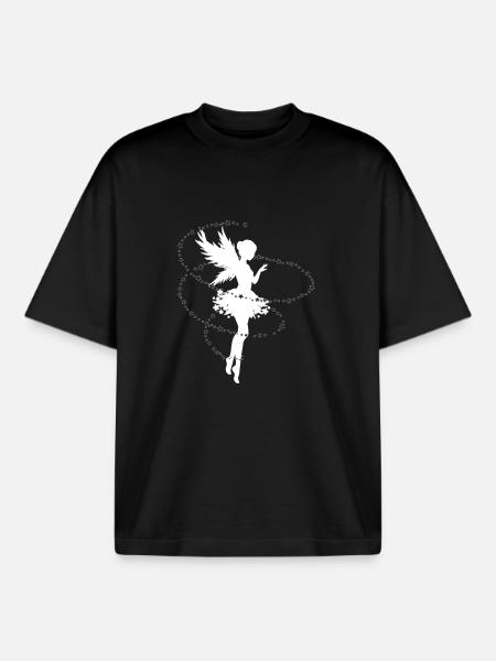 Elven silhouette with star spiral - Boxy Heavyweight Unisex Organic T-Shirt by Stanley/Stella - black