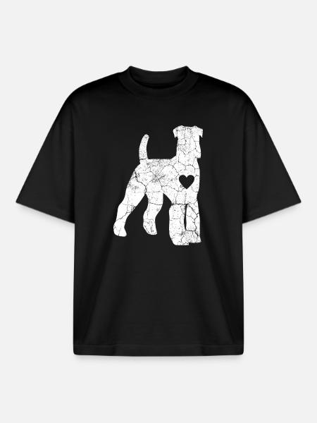Dog Schnauzer - Boxy Heavyweight Unisex Organic T-Shirt by Stanley/Stella - black