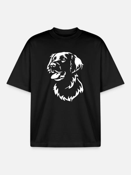 Flat-coated Retriever Head "Black Edition" - Boxy Heavyweight Unisex Organic T-Shirt by Stanley/Stella - black