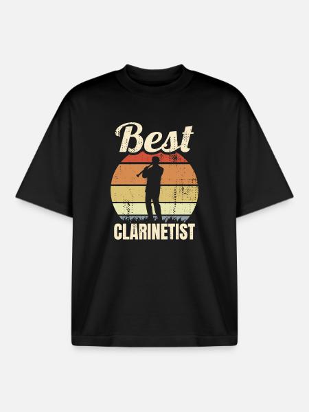 Funny clarinetist - Boxy Heavyweight Unisex Organic T-Shirt by Stanley/Stella - black