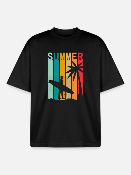 Surf - T-shirt unisexe boxy épais biologique Stanley/Stella - noir