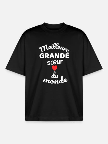 Eternal Sibling Gift with Rougé Heart - Boxy Heavyweight Unisex Organic T-Shirt by Stanley/Stella - black