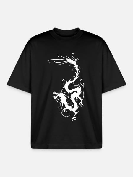 Dragon de fumée blanche - T-shirt unisexe boxy épais biologique Stanley/Stella - noir