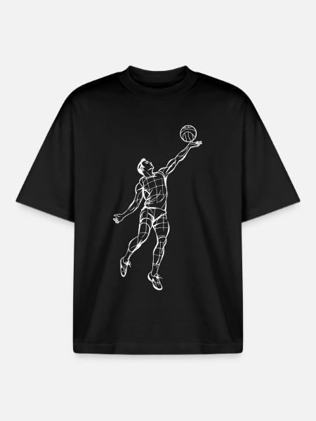 Volleyball Player Sketch - Boxy Heavyweight Unisex Organic T-Shirt by Stanley/Stella - black