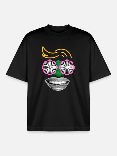 Cooles Kunst Gesicht für Dich! - Boxy Heavyweight Unisex Organic T-Shirt von Stanley/Stella - Schwarz