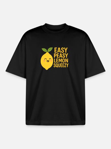 Cheerful lemon motifs with funny saying - Boxy Heavyweight Unisex Organic T-Shirt by Stanley/Stella - black