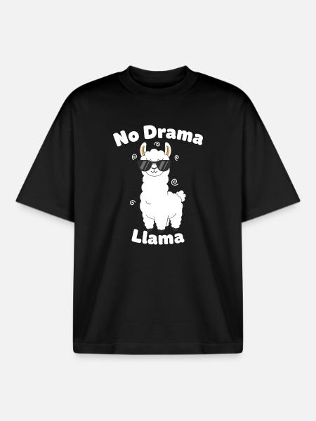no drama llama - Boxy Heavyweight Unisex Organic T-Shirt by Stanley/Stella - black