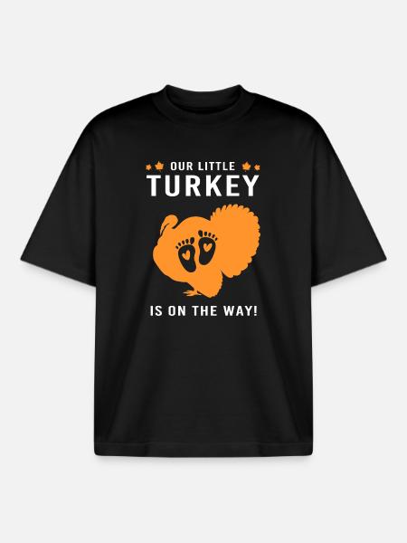 Thanksgiving Gender Reveal Werdende Mutter - Boxy Heavyweight Unisex Organic T-Shirt von Stanley/Stella - Schwarz