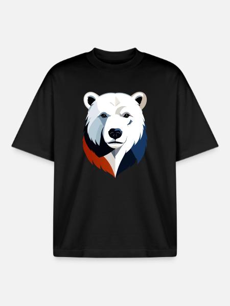 Geometrischer Polarbär Farbsplit - Boxy Heavyweight Unisex Organic T-Shirt von Stanley/Stella - Schwarz