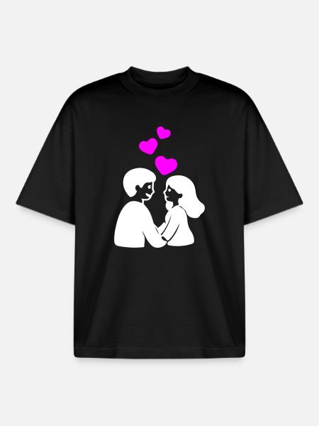 Verliebt Paar Herz - Boxy Heavyweight Unisex Organic T-Shirt von Stanley/Stella - Schwarz