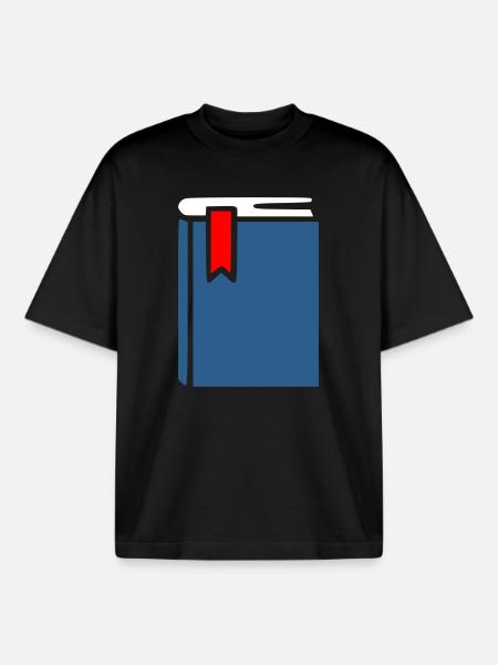 Book Icon Icon Blue - Boxy Heavyweight Unisex Organic T-Shirt by Stanley/Stella - black