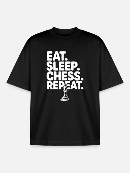 Eat. Sleep. Chess. Repeat. - Boxy Heavyweight Unisex Organic T-Shirt by Stanley/Stella - black