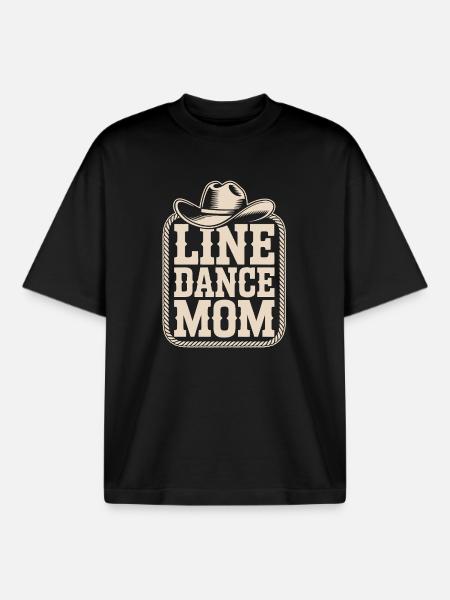 Line Dance Mom Western - Boxy Heavyweight Unisex Organic T-Shirt by Stanley/Stella - black