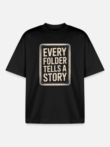 Every Folder Tells a Story - Boxy Heavyweight Unisex Organic T-Shirt by Stanley/Stella - black