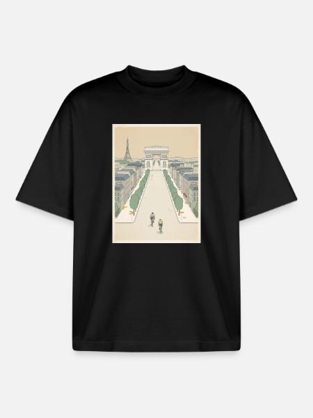 Paris Finish — Cycling Memory - Boxy Heavyweight Unisex Organic T-Shirt by Stanley/Stella - black