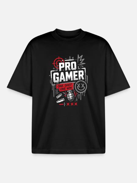 Pro Gamer No Mercy Style - Boxy Heavyweight Unisex Organic T-Shirt by Stanley/Stella - black