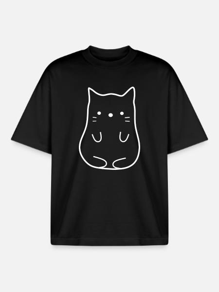 Chaton Kawaii mignon - T-shirt unisexe boxy épais biologique Stanley/Stella - noir