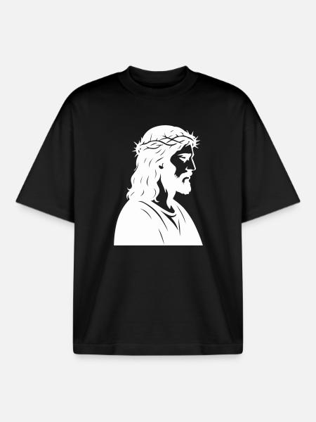 Jesus Christ Silhouette - Boxy Heavyweight Unisex Organic T-Shirt by Stanley/Stella - black