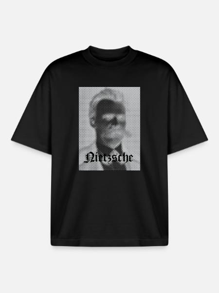 Halftone Philosophical Portrait - Boxy Heavyweight Unisex Organic T-Shirt by Stanley/Stella - black