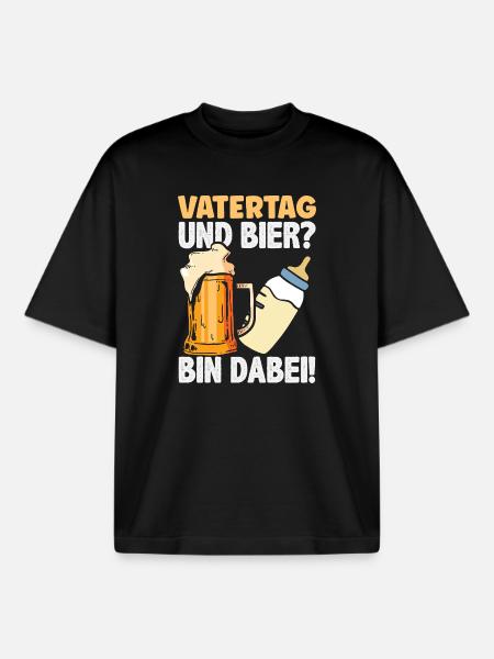 Funny Father's Day Gift Dad Beer - Boxy Heavyweight Unisex Organic T-Shirt by Stanley/Stella - black