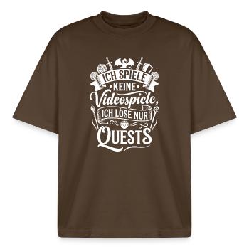I don't play video games – I solve quests - Boxy Heavyweight Unisex Organic T-Shirt by Stanley/Stella - mocha - Front - AI Model Male 185 light (185cm) & AI Model Female 172 dark (172cm)