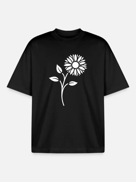 Flowers Silhouette Abstract Blossom Art - Boxy Heavyweight Unisex Organic T-Shirt by Stanley/Stella - black