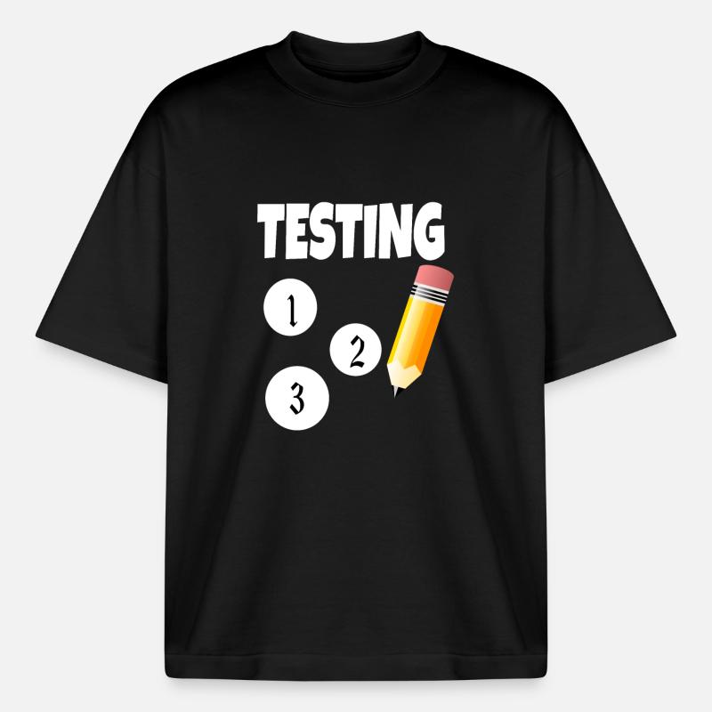 Test 123 mit Bleistift - Boxy Heavyweight Unisex Organic T-Shirt von Stanley/Stella - Schwarz