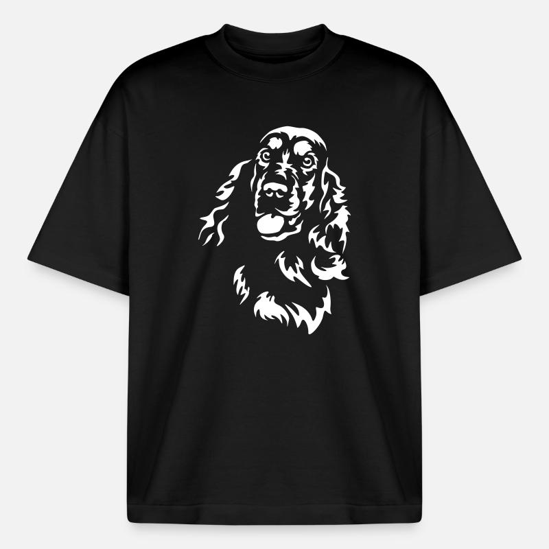 Cocker Spaniel Kopf "Black Edition" - Boxy Heavyweight Unisex Organic T-Shirt von Stanley/Stella - Schwarz