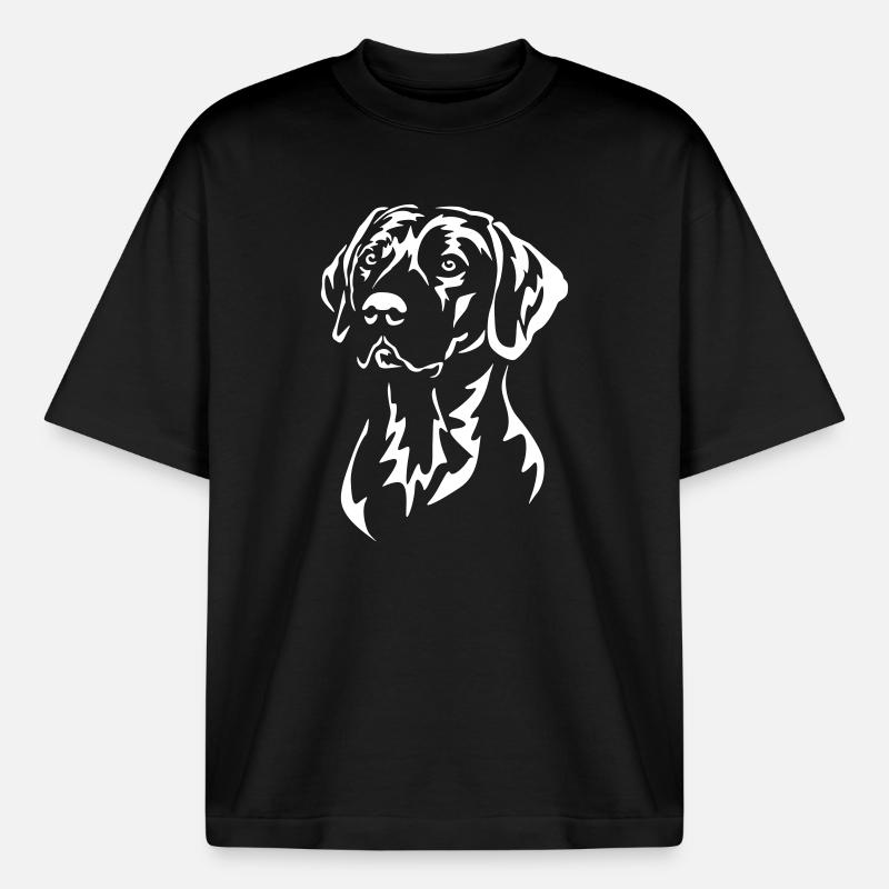 Rhodesian Ridgeback Head "Black Edition" - Boxy Heavyweight Unisex Organic T-Shirt by Stanley/Stella - black