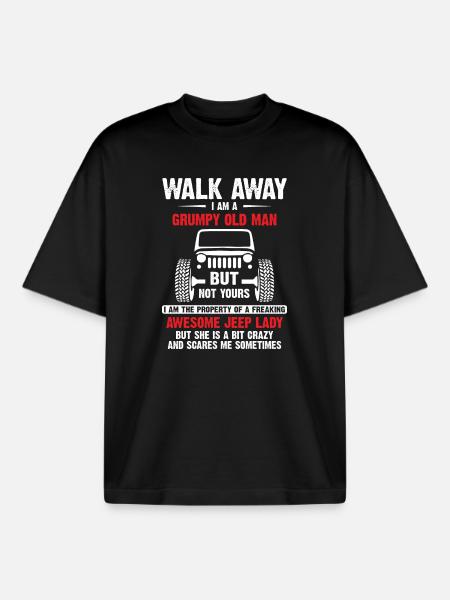 Fantastisk gåtur væk, jeg er en gnaven gammel mand jeeps - Stanley/Stella unisex boxy heavyweight T-shirt økologisk - sort