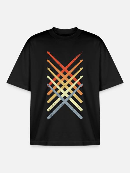 Drumsticks Drawing - Boxy Heavyweight Unisex Organic T-Shirt by Stanley/Stella - black