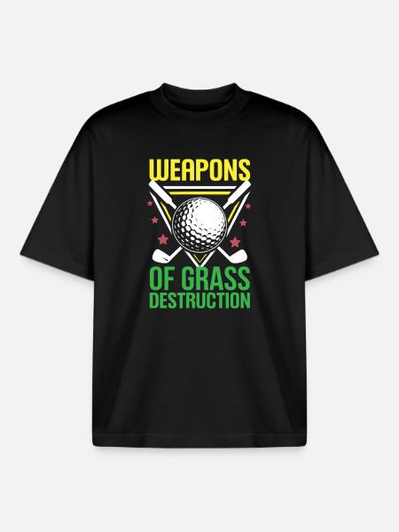 Golf - Weapons of Grass Destruction - Boxy Heavyweight Unisex Organic T-Shirt by Stanley/Stella - black