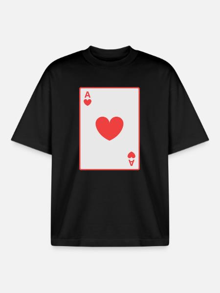 Rote Herz-Ass-Karte - Boxy Heavyweight Unisex Organic T-Shirt von Stanley/Stella - Schwarz