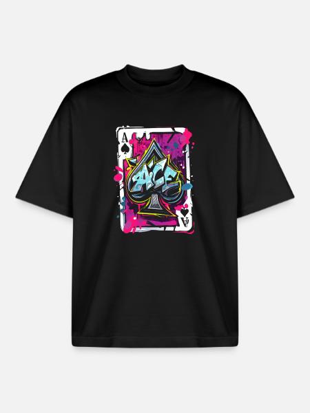 Ace of Spades Card - Boxy Heavyweight Unisex Organic T-Shirt by Stanley/Stella - black