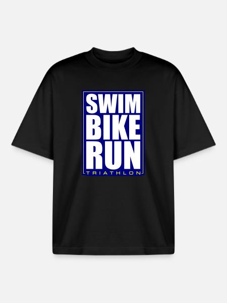 Triathlon Natation Course Cyclisme - T-shirt unisexe boxy épais biologique Stanley/Stella - noir