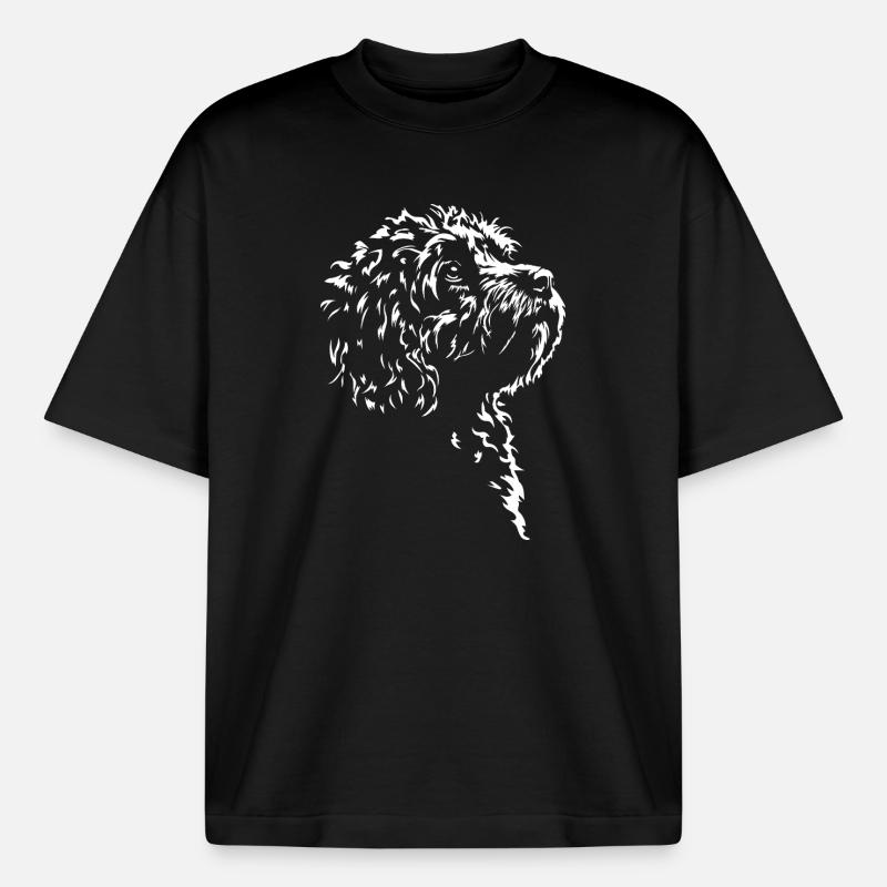 Cavapoo Silhouette Dog Dog Wilsigns - Boxy Heavyweight Unisex Organic T-Shirt by Stanley/Stella - black