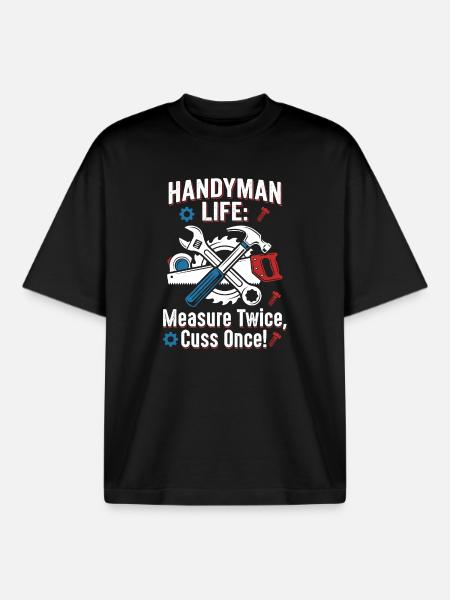 Handwerkerleben: Maß zwei Mal - Boxy Heavyweight Unisex Organic T-Shirt von Stanley/Stella - Schwarz