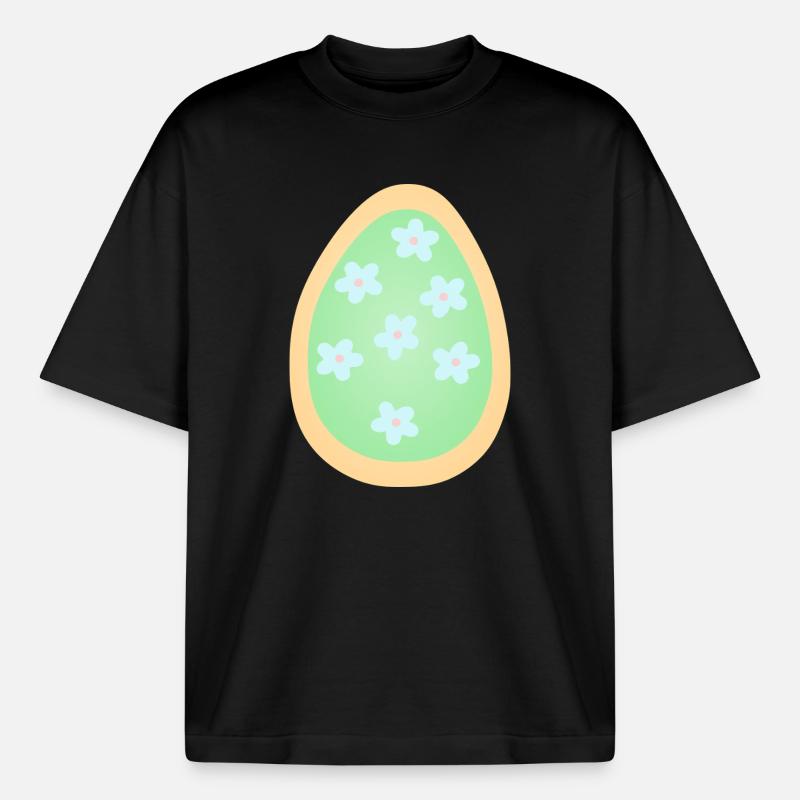 Pastel Floral Egg Pattern - Boxy Heavyweight Unisex Organic T-Shirt by Stanley/Stella - black
