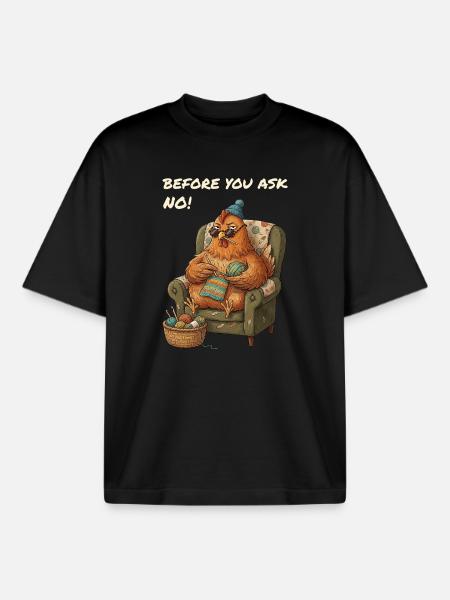 Funny Saying Chicken Crochets - Boxy Heavyweight Unisex Organic T-Shirt by Stanley/Stella - black