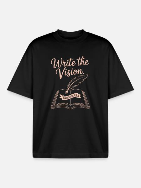 Write the Vision Bible Quill - Boxy Heavyweight Unisex Organic T-Shirt by Stanley/Stella - black