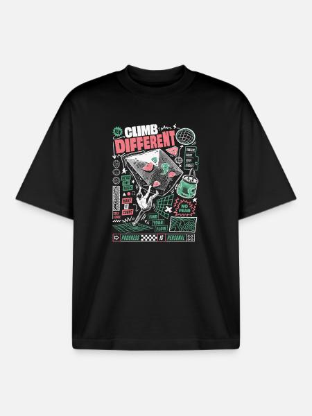 Boulder More Climbing Motivation - Boxy Heavyweight Unisex Organic T-Shirt by Stanley/Stella - black