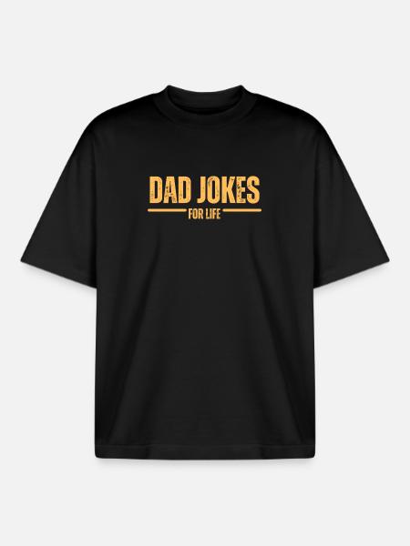 Dad Jokes for Life - Boxy Heavyweight Unisex Organic T-Shirt by Stanley/Stella - black