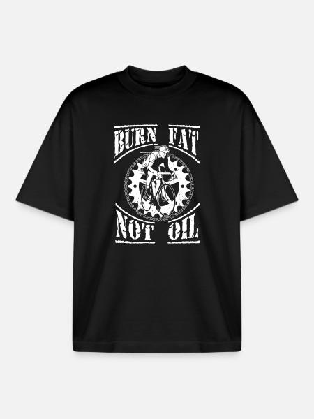 Burn fat, not oil. - Boxy Heavyweight Unisex Organic T-Shirt by Stanley/Stella - black